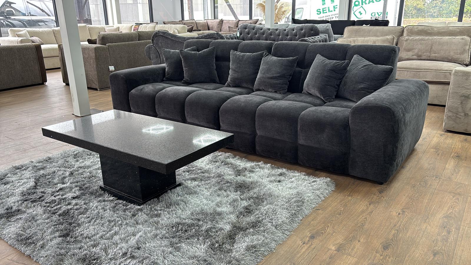Lunar Sofa Black 4 Seater