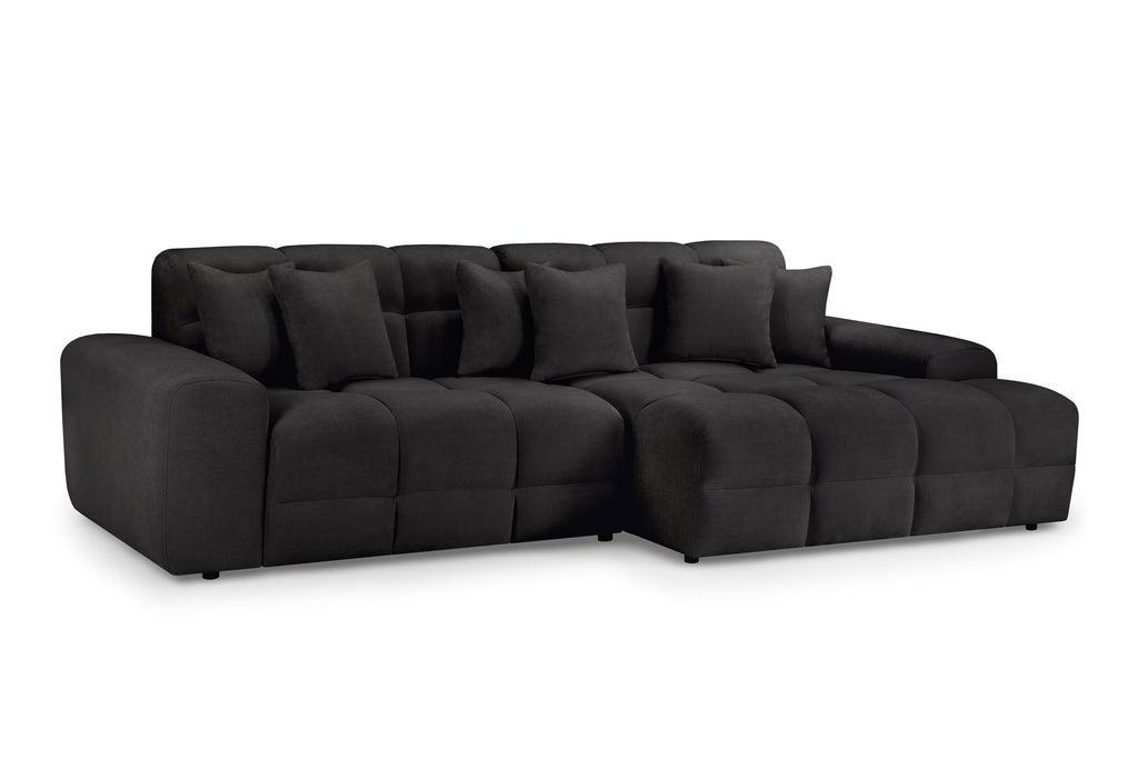 Lunar Sofa Black Right Hand Facing Corner - Sofa Sloth