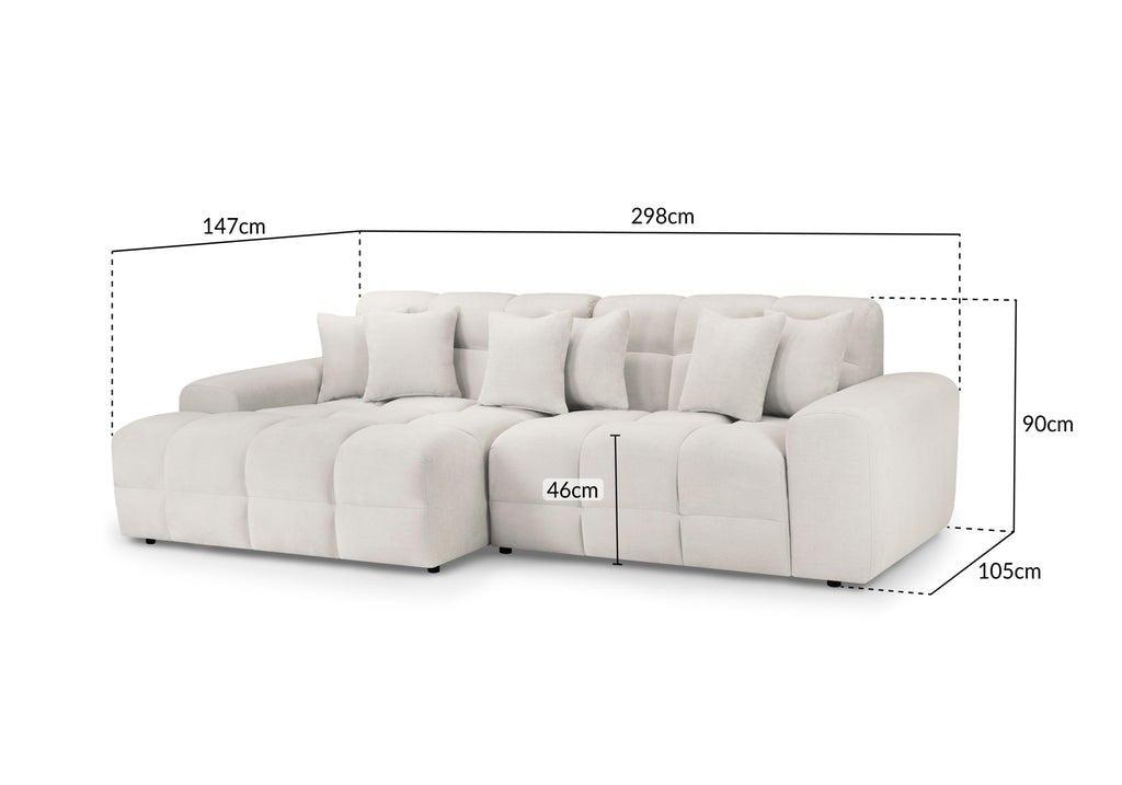 Lunar Sofa Beige Left Hand Facing Corner - Sofa Sloth