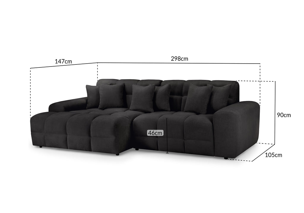 Lunar Sofa Black Left Hand Facing Corner