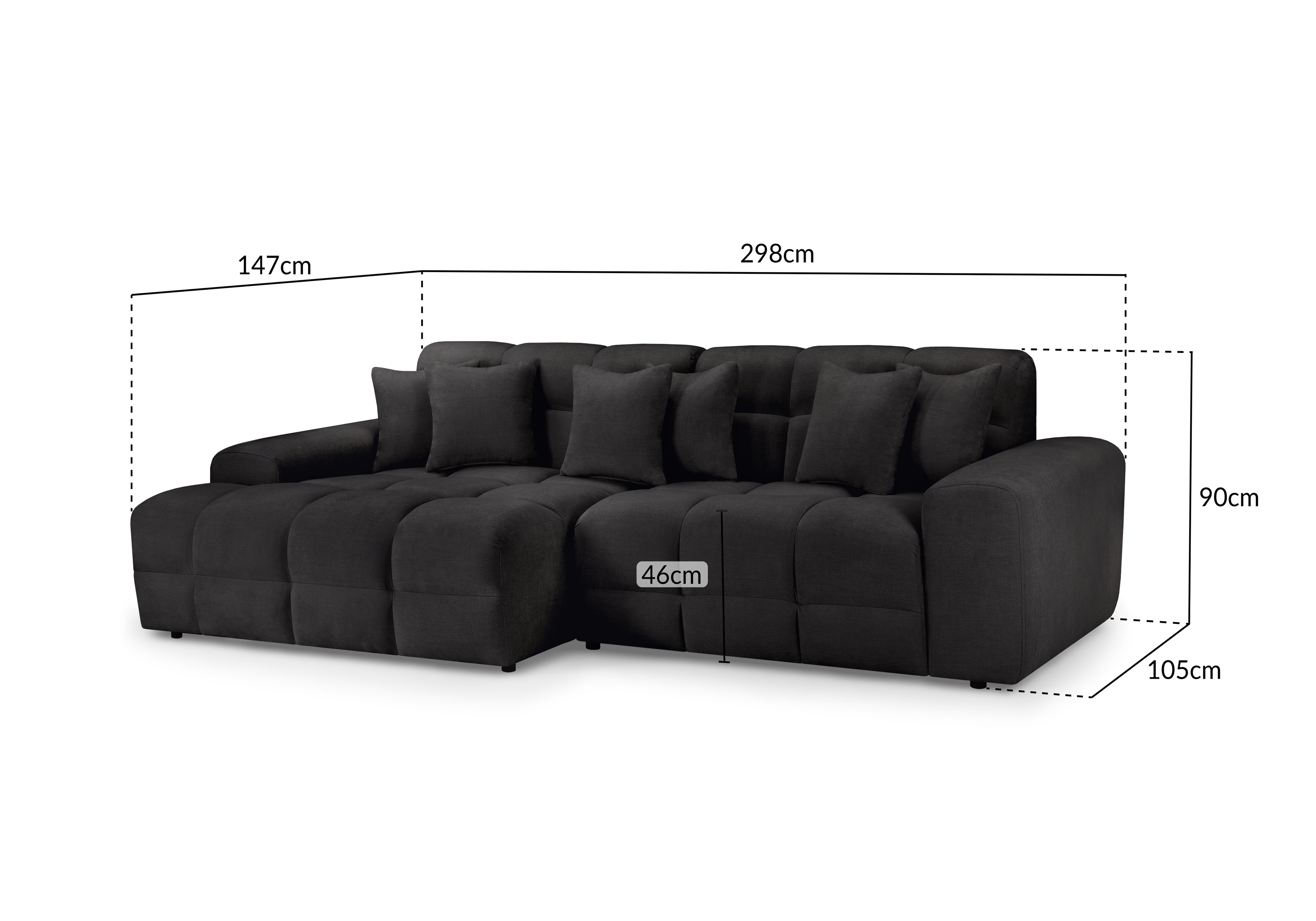 Lunar Sofa Black Left Hand Facing Corner
