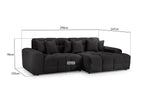 Lunar Sofa Black Right Hand Facing Corner - Sofa Sloth