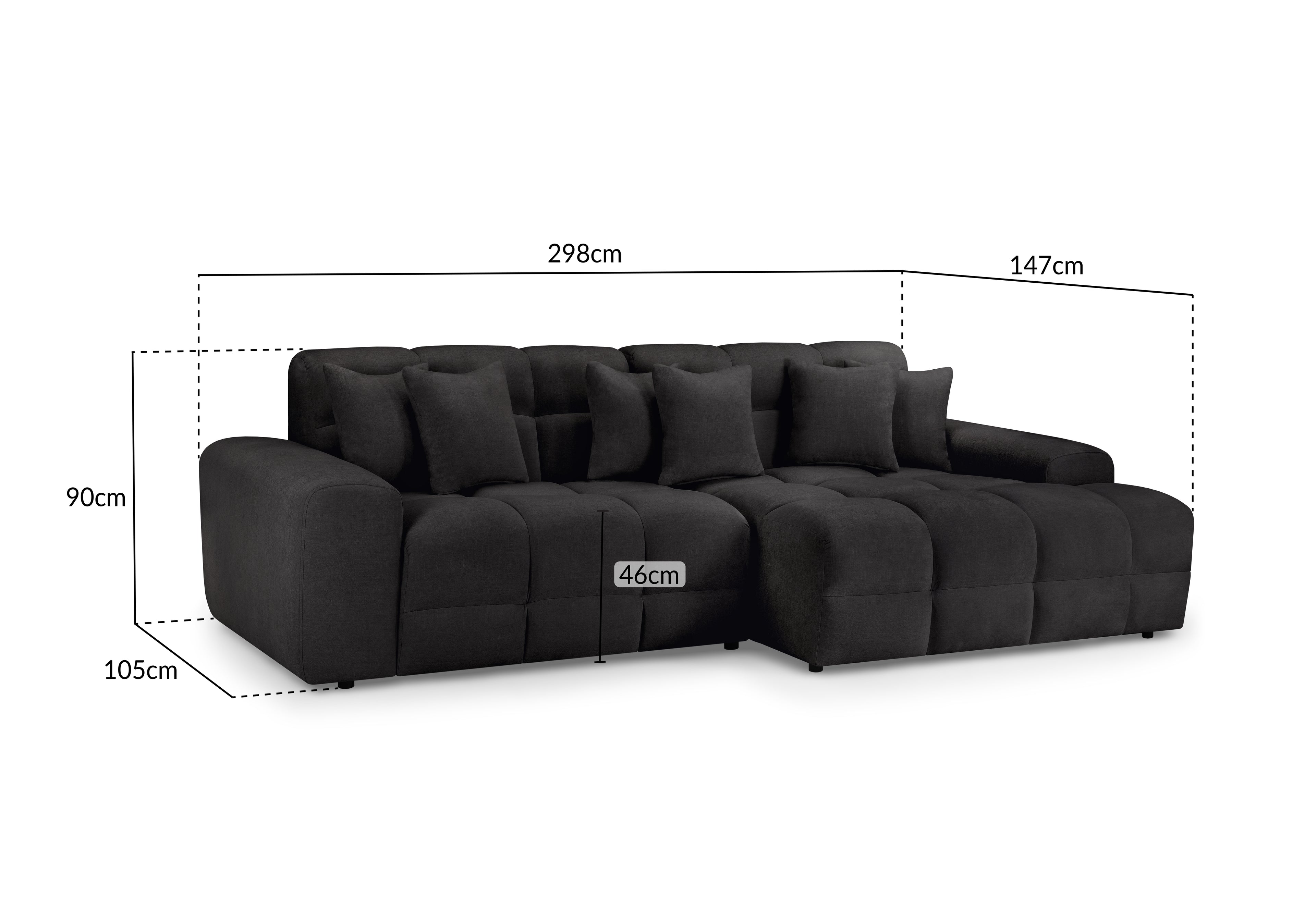 Lunar Sofa Black Right Hand Facing Corner - Sofa Sloth