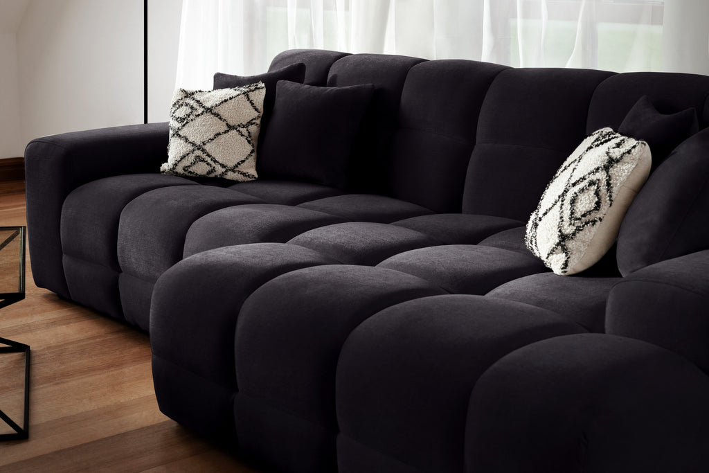 Lunar Sofa Black Right Hand Facing Corner - Sofa Sloth