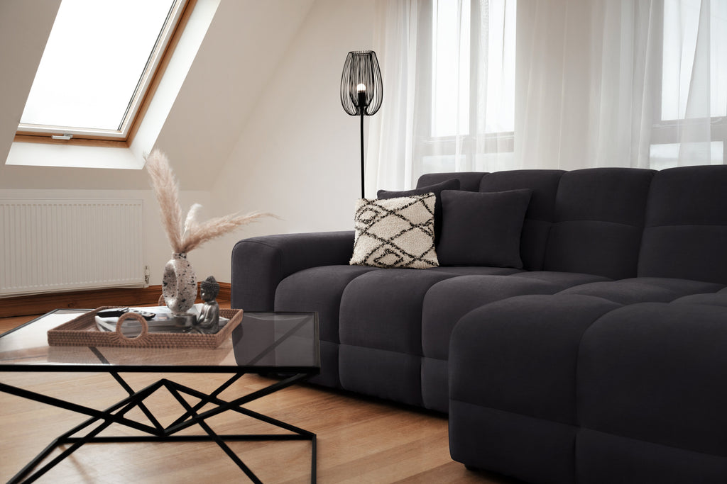 Lunar Sofa Black Right Hand Facing Corner - Sofa Sloth
