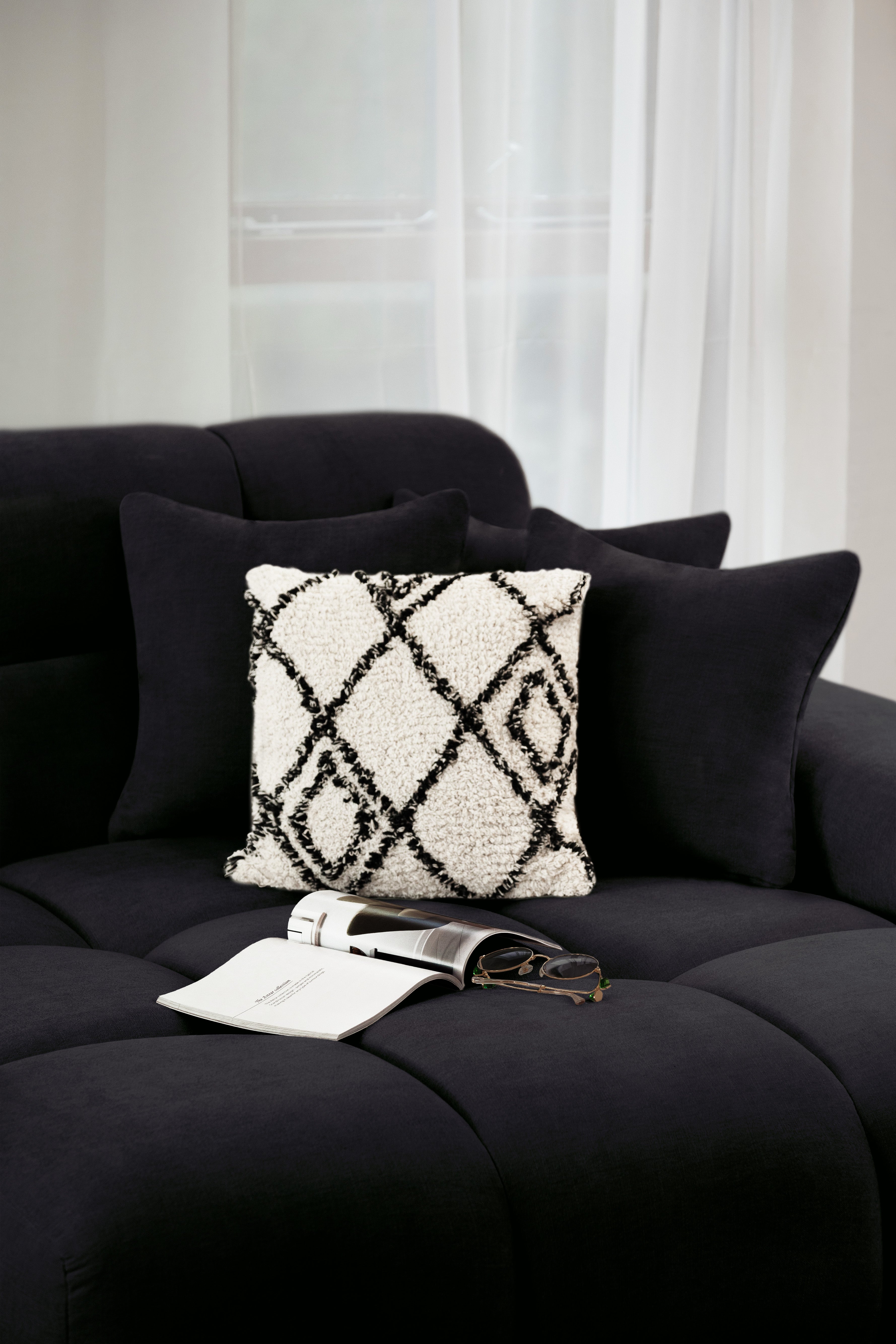 Lunar Sofa Black Right Hand Facing Corner - Sofa Sloth