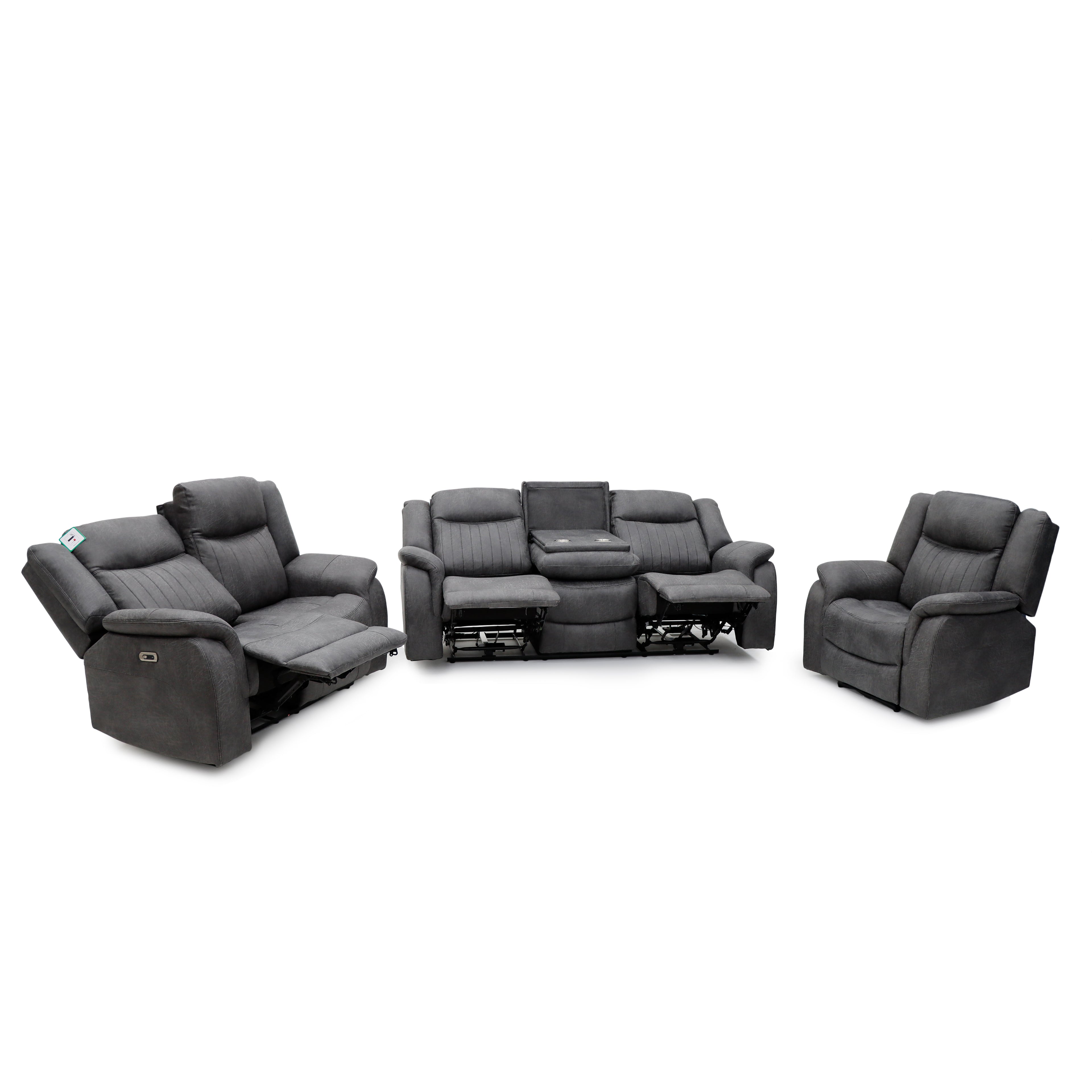 Mellow Electric Recliner Sofa Grey 3+2+1 Set - Sofa Sloth