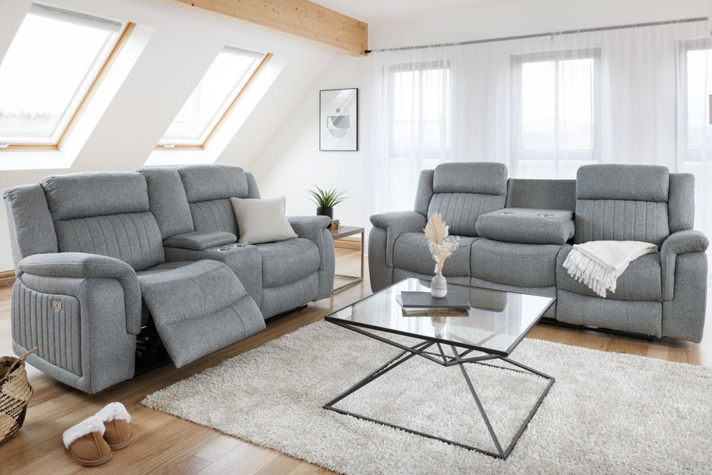 Monte Electric Recliner Sofa Grey 3+2 Set - Sofa Sloth