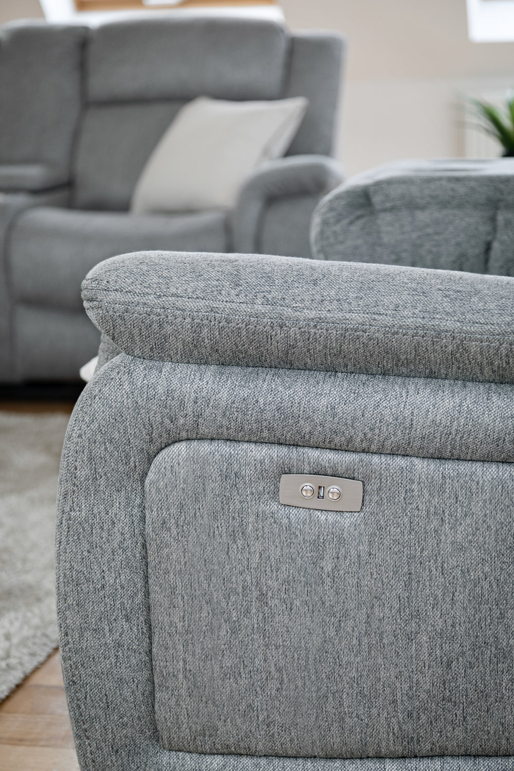 Monte Electric Recliner Sofa Grey 3 Seater
