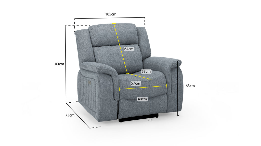Monte Electric Recliner Sofa Grey Armchair