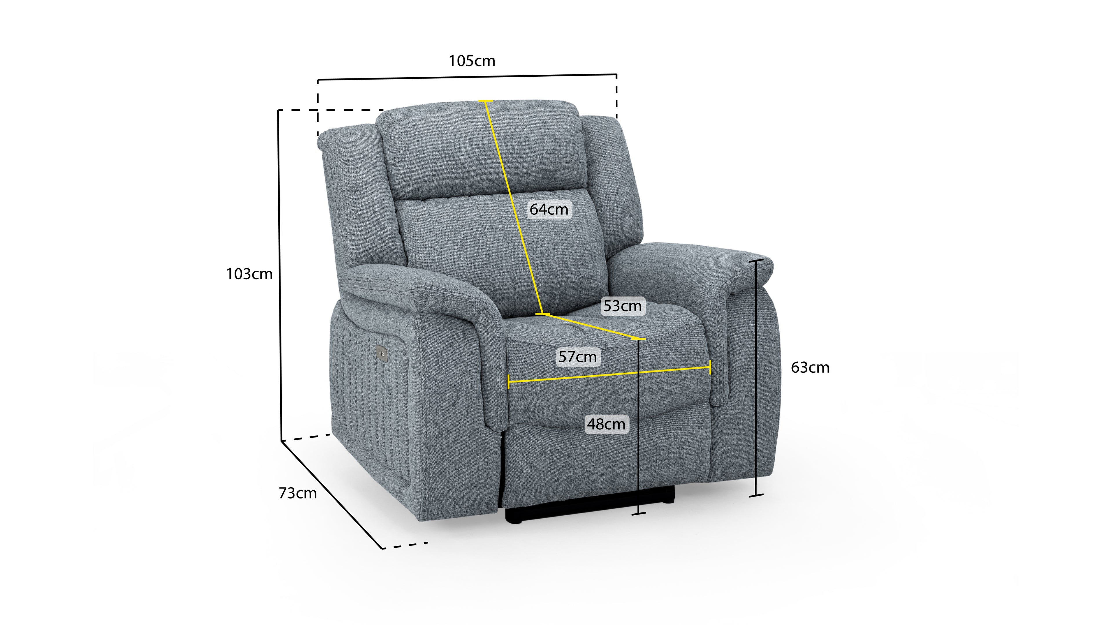 Monte Electric Recliner Sofa Grey Armchair