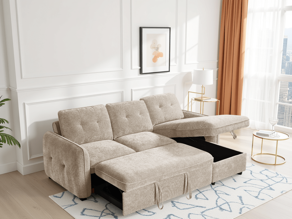 Pace Sofabed Beige Universal Corner - Sofa Sloth