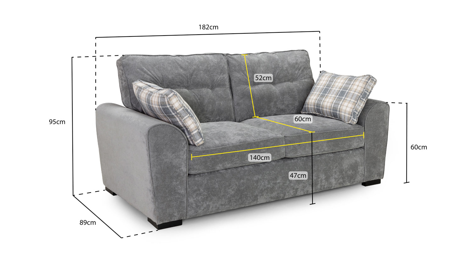 Napper Sofa Grey 3 Seater