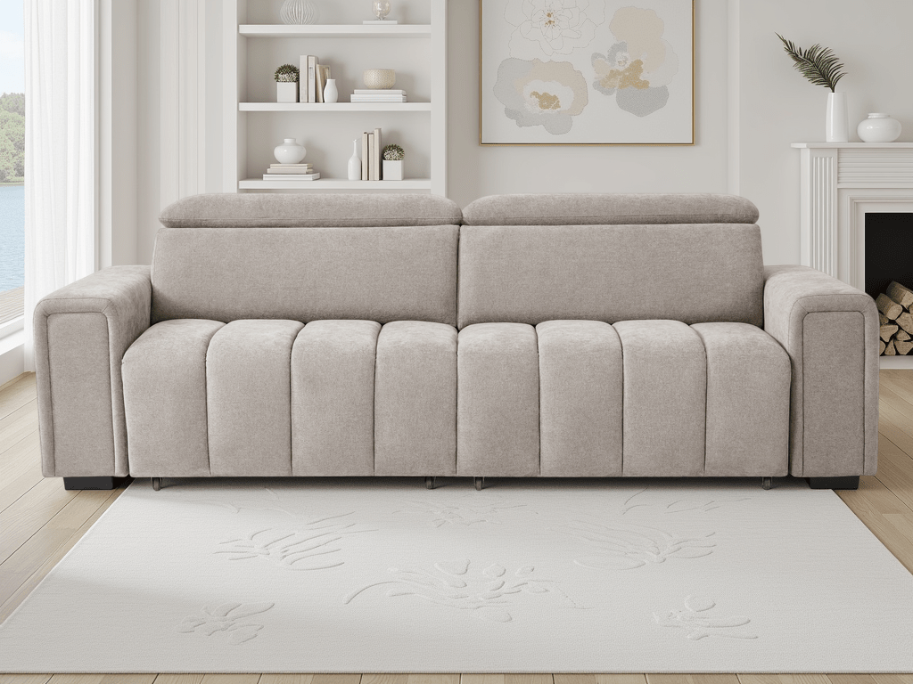 Meadow Electric Sofabed Beige 3 Seater - Sofa Sloth