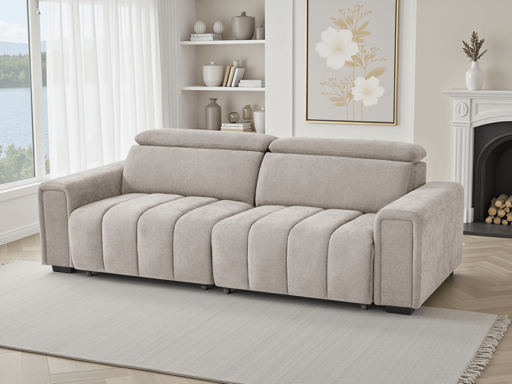 Meadow Electric Sofabed Beige 3 Seater - Sofa Sloth