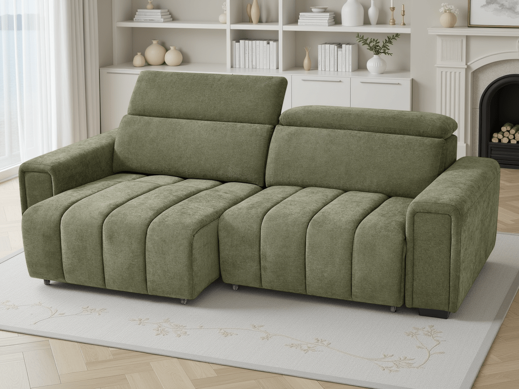 Meadow Electric Sofabed Green 3 Seater - Sofa Sloth