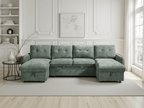 Pace Sofabed Green U Shape Corner - Sofa Sloth
