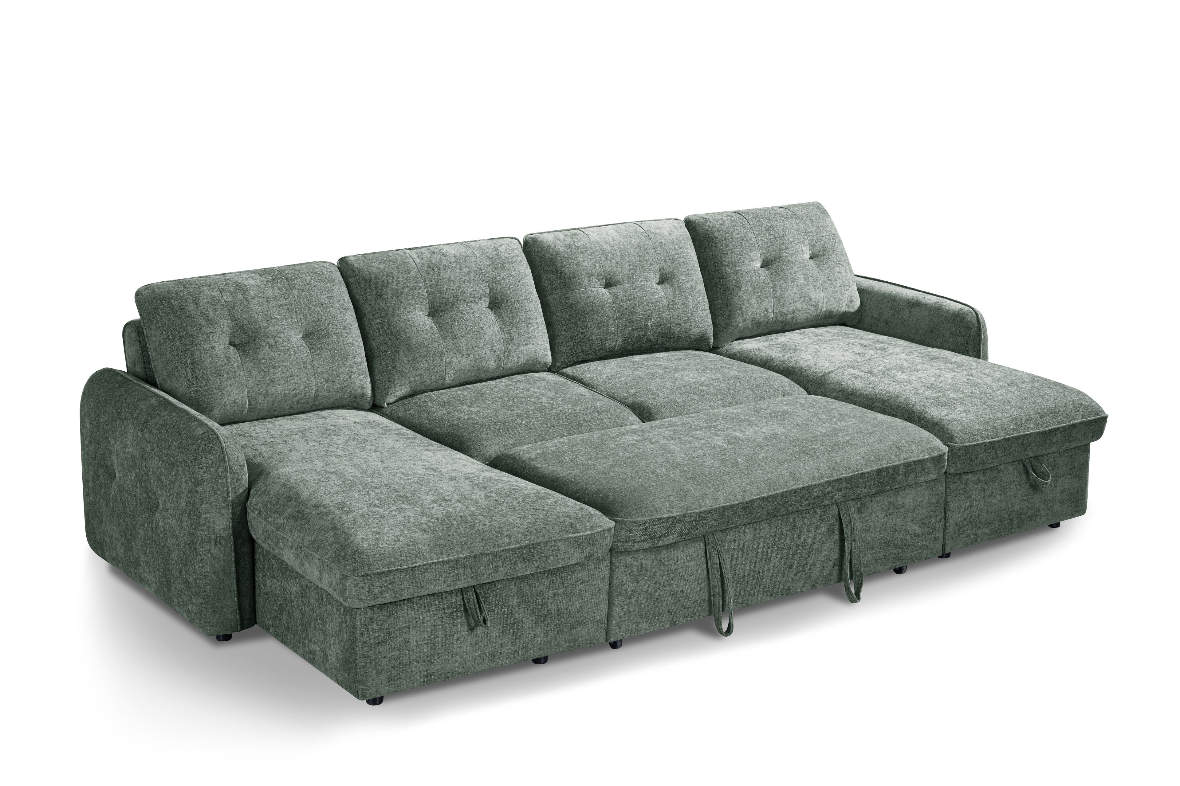 Pace Sofabed Green U Shape Corner