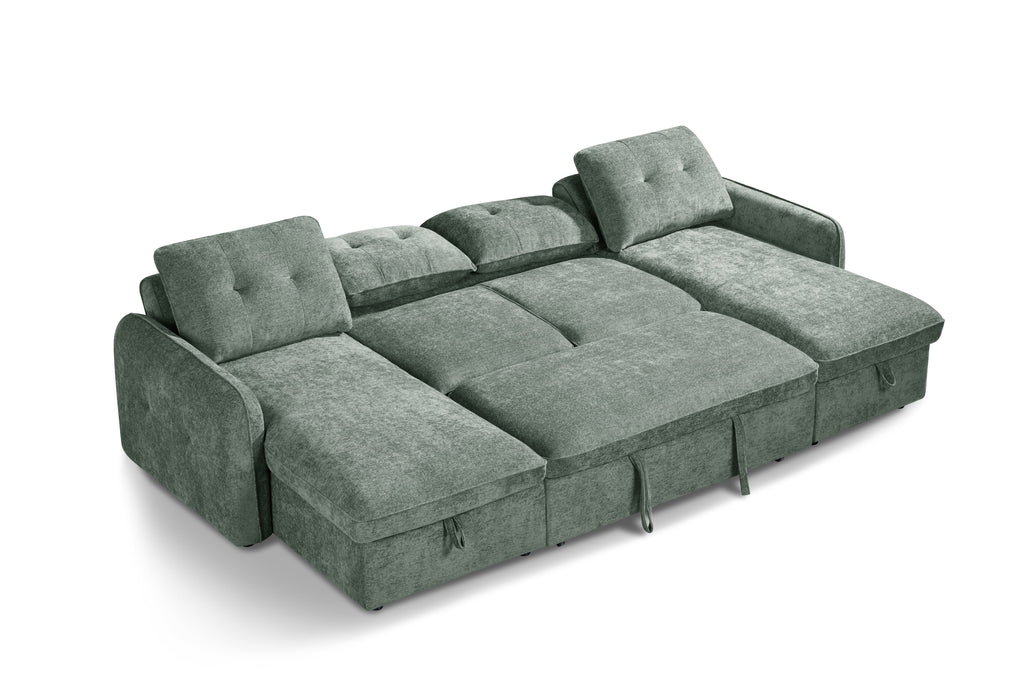 Pace Sofabed Green U Shape Corner - Sofa Sloth