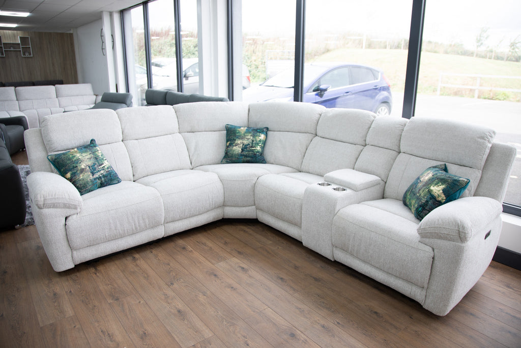Savanna Electric Recliner Sofa Beige Large Corner