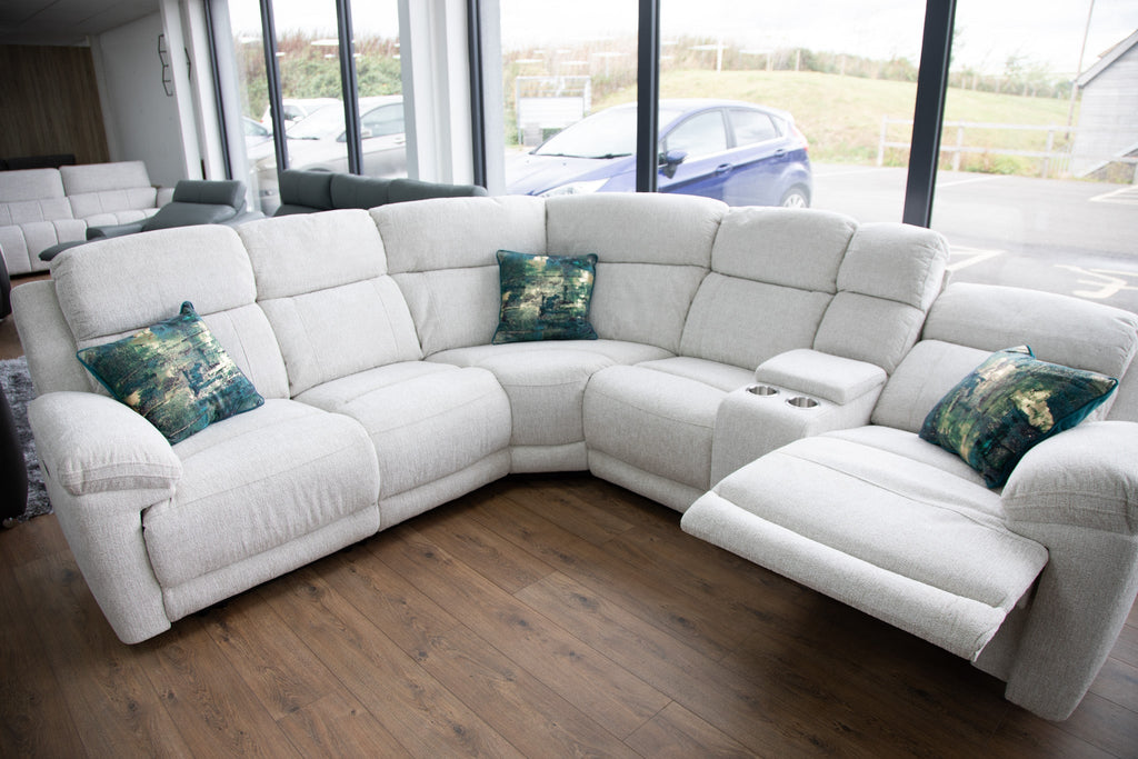 Savanna Electric Recliner Sofa Beige Large Corner
