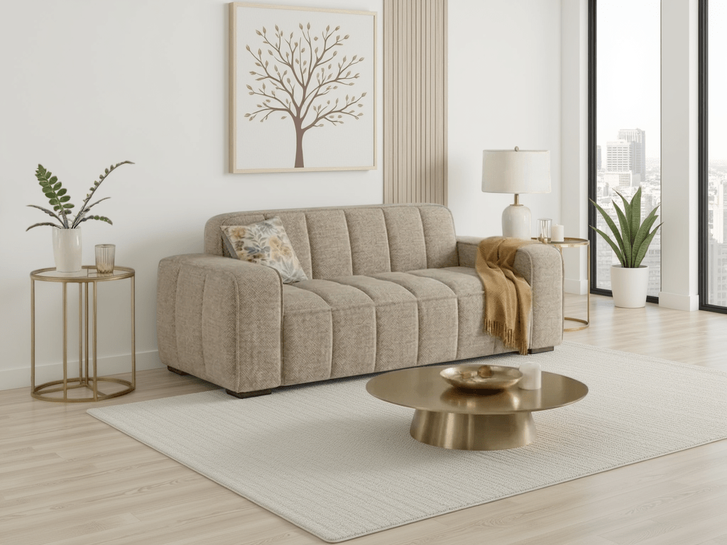 Clarity Sofa Beige 3 Seater - Sofa Sloth
