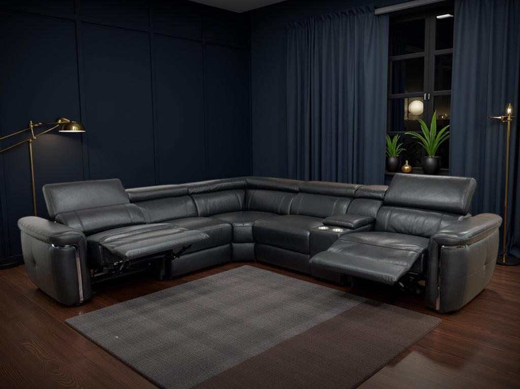 Snug Electric Recliner Sofa Black Large Corner