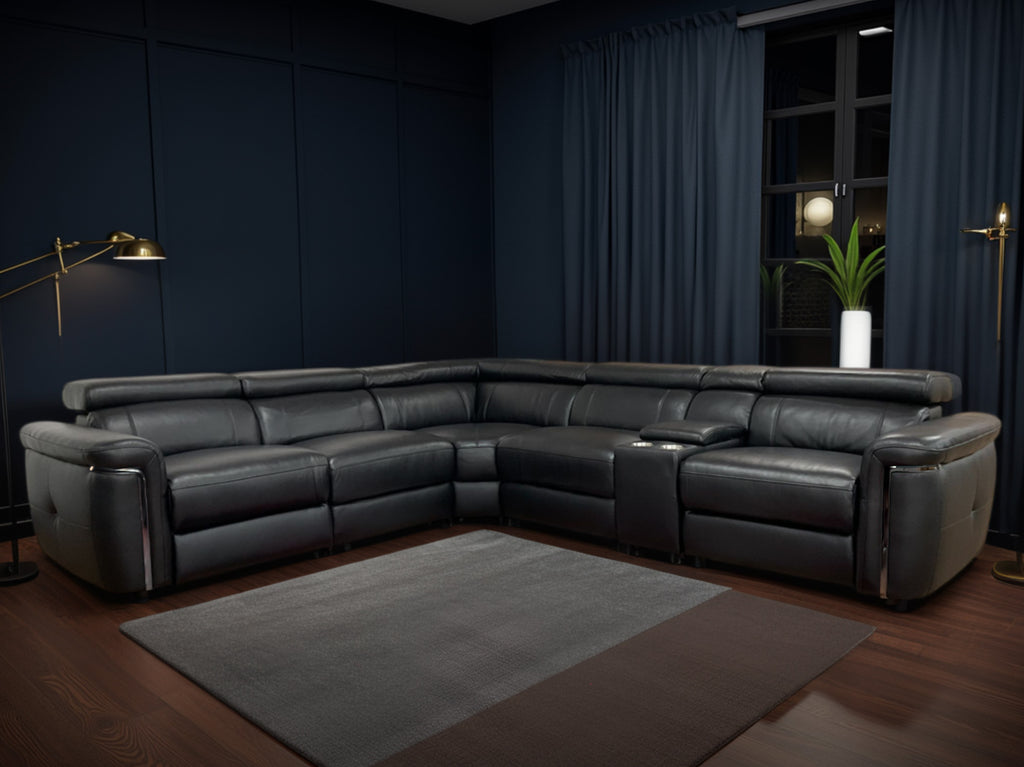 Snug Electric Recliner Sofa Black Large Corner