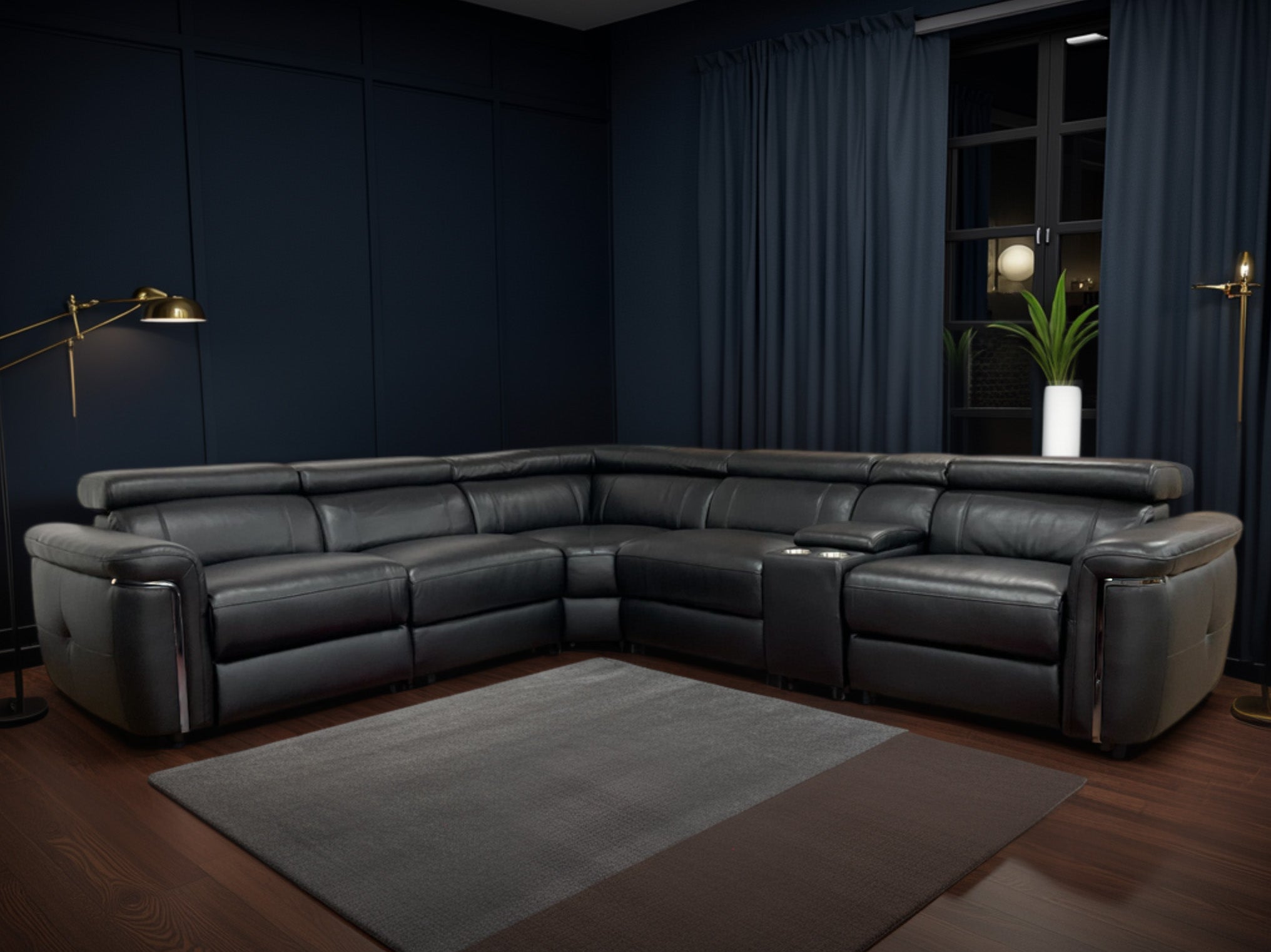 Snug Electric Recliner Sofa Black Large Corner