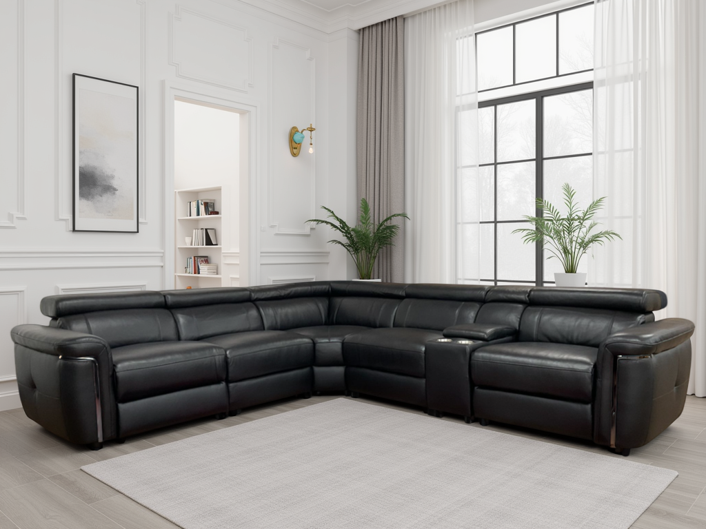Snug Electric Recliner Sofa Black Large Corner