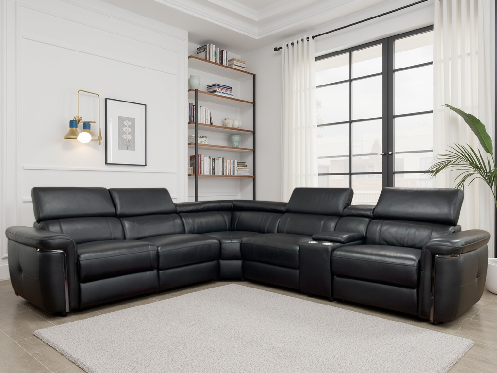 Snug Electric Recliner Sofa Black Large Corner