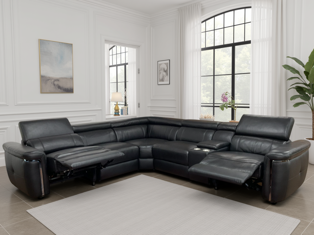Snug Electric Recliner Sofa Black Large Corner