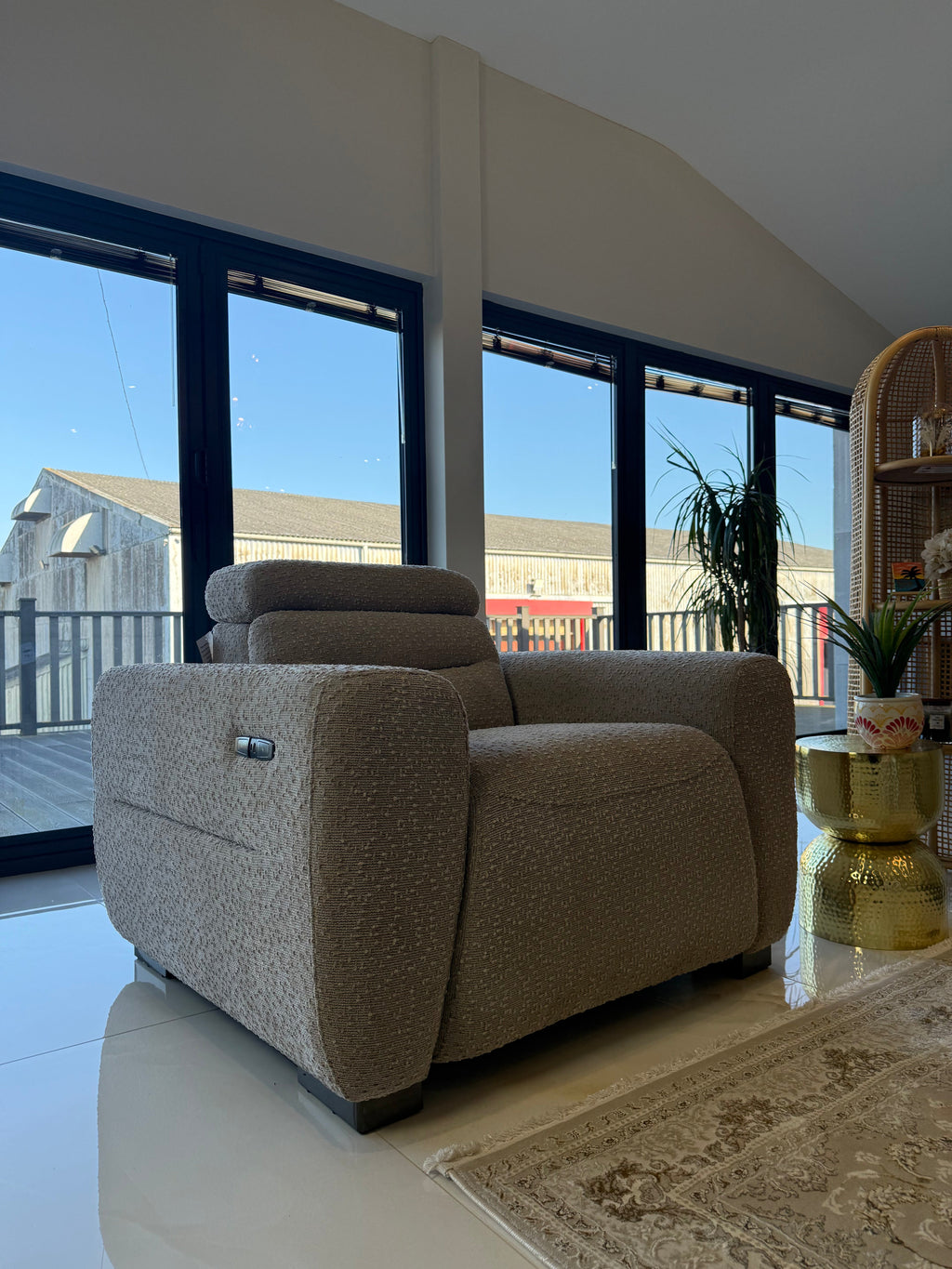 Retreat Electric Recliner Beige Armchair - Sofa Sloth