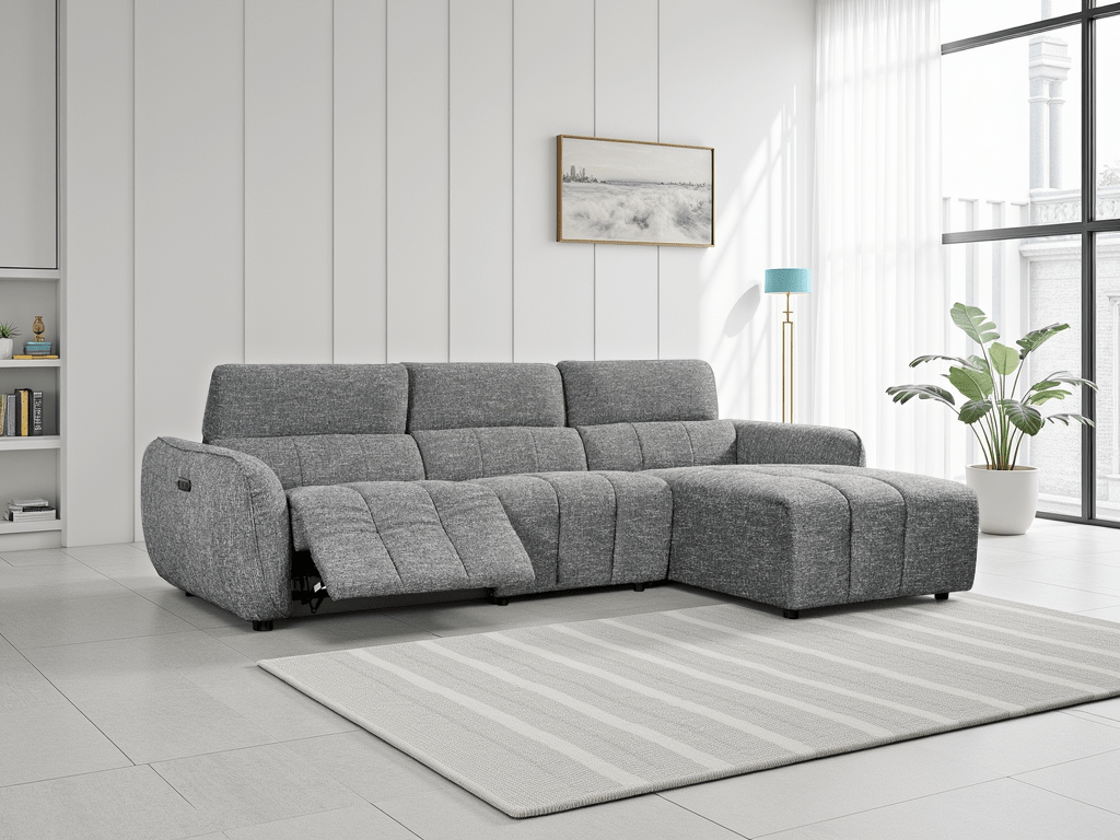 Tranquil Electric Recliner Sofa Charcoal Right Hand - Sofa Sloth