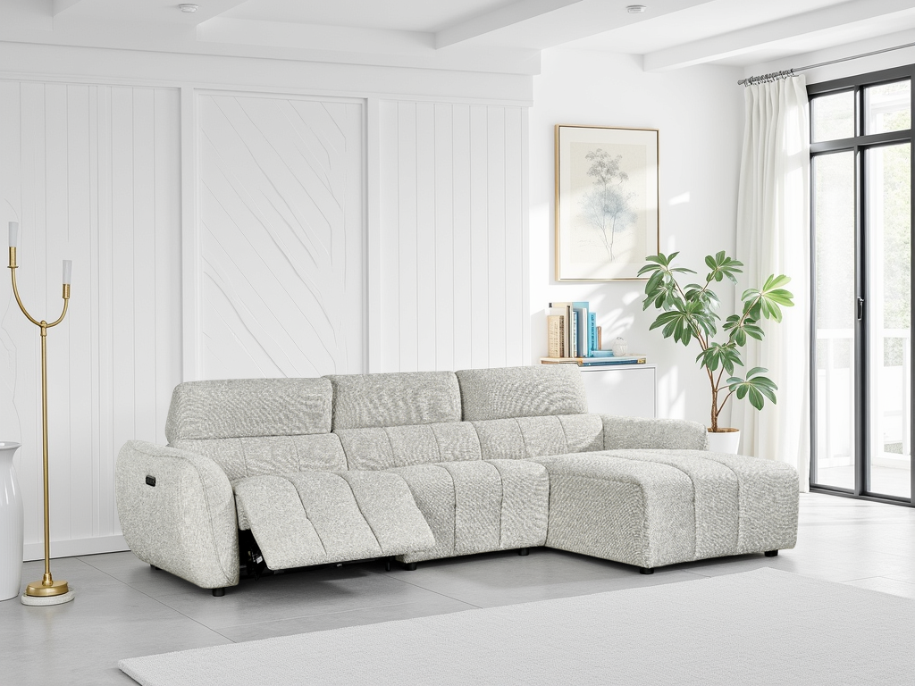 Tranquil Electric Recliner Sofa Silver Right Hand