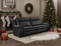 Doze Genuine Leather Electric Recliner Sofa Black 3 Seater
