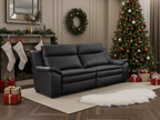 Doze Genuine Leather Electric Recliner Sofa Black 3 Seater