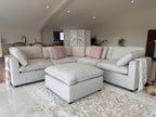 Kindle Sofa Grey Large Corner with Footstool - Sofa Sloth