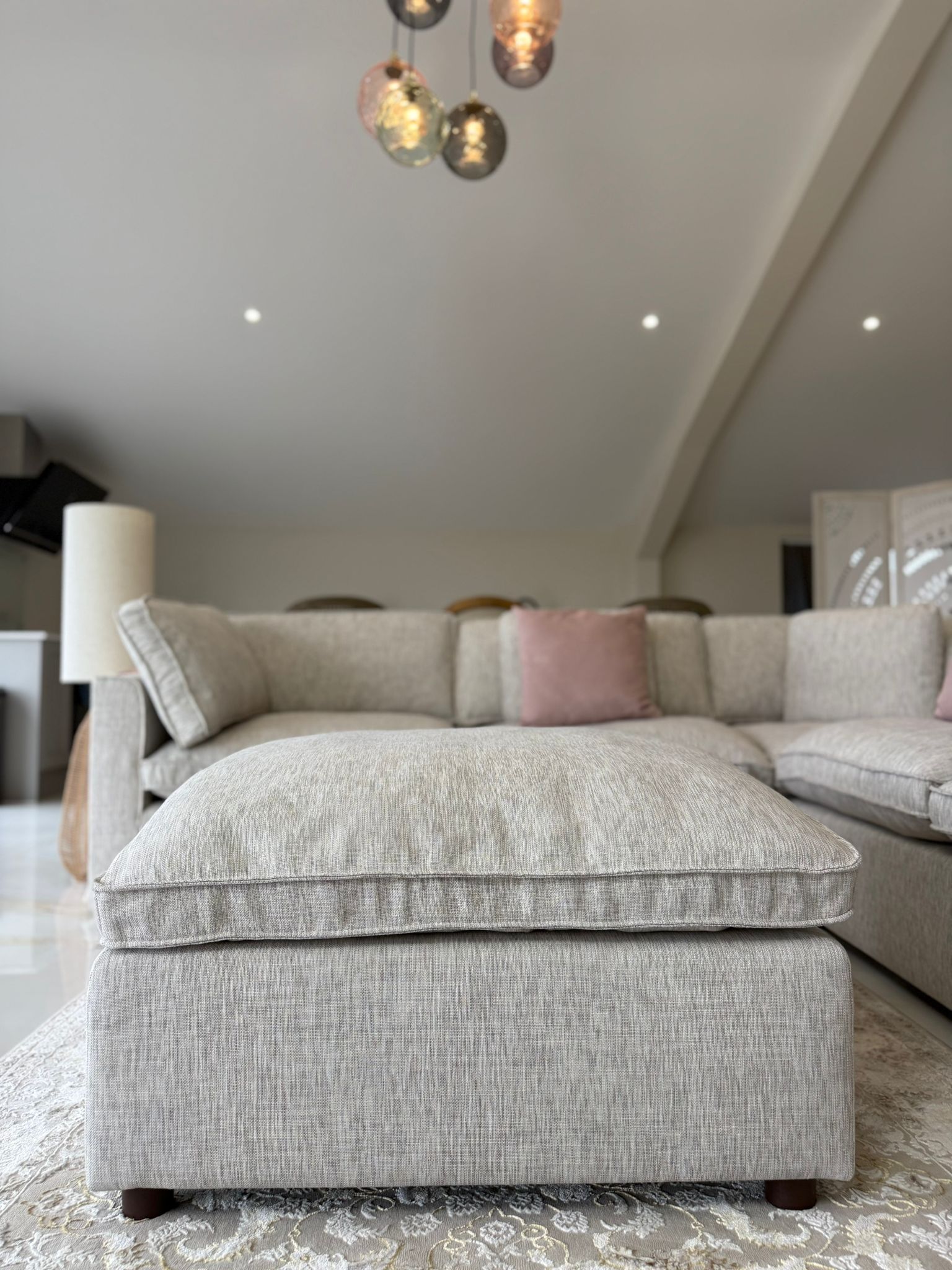 Kindle Sofa Grey Large Corner with Footstool - Sofa Sloth