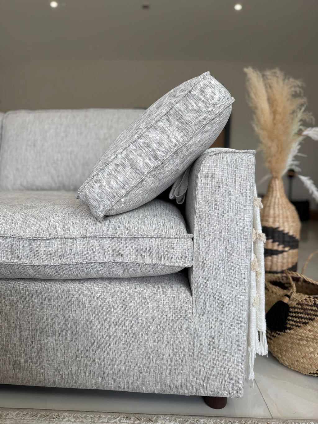 Kindle Sofa Grey Large Corner with Footstool - Sofa Sloth