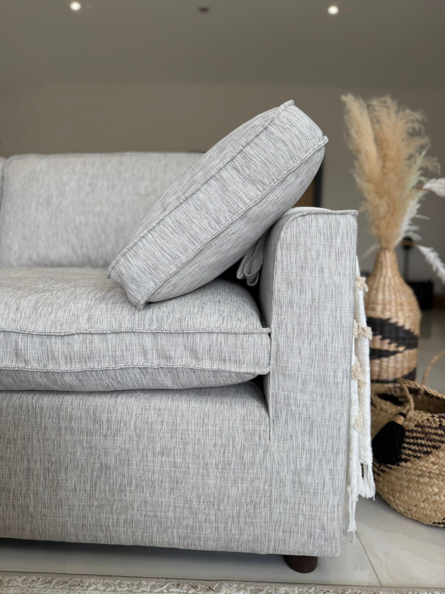 Kindle Sofa Grey Large Corner with Footstool - Sofa Sloth
