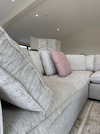 Kindle Sofa Grey Large Corner with Footstool - Sofa Sloth
