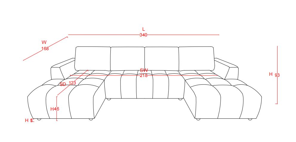 Essence Luxury Grey U Shape Corner Sofabed - Sofa Sloth