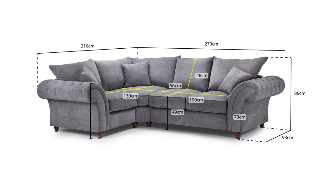 Vista Fullback Sofa Grey Left Hand Facing Corner