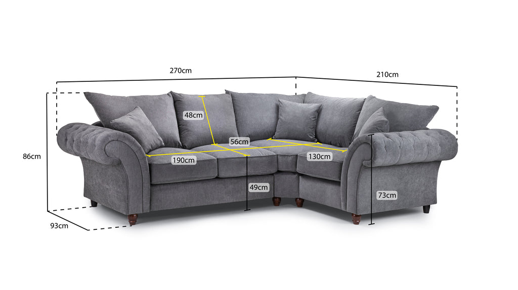 Vista Fullback Sofa Grey Right Hand Facing Corner