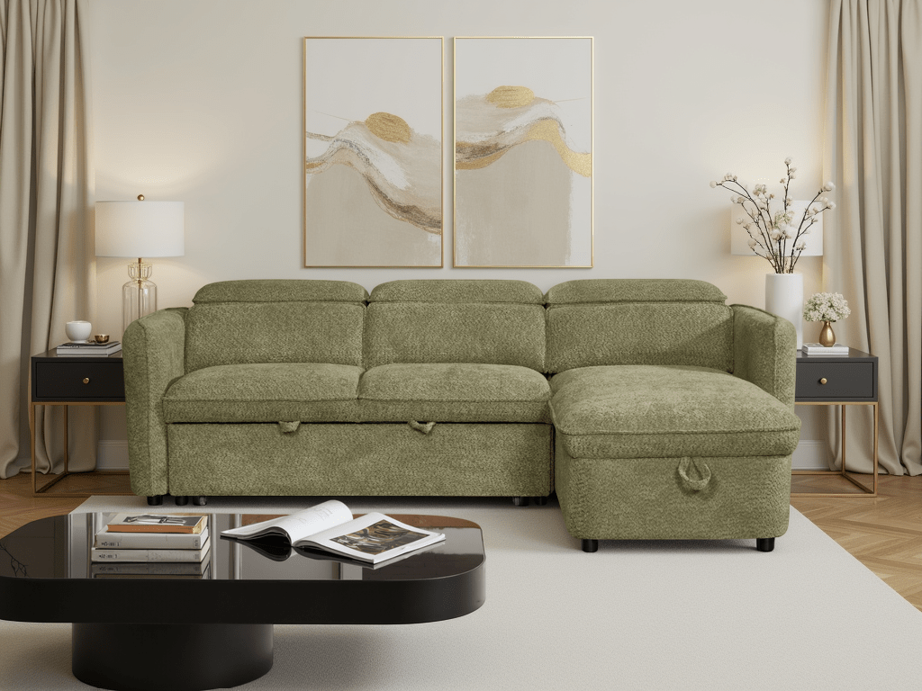 Dusk Sofabed Green Universal Corner - Sofa Sloth
