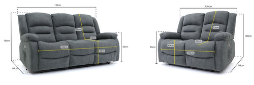 Breathe Electric Recliner Sofa Graphite 3+2 Set