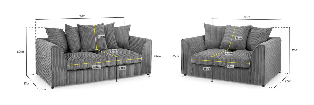 Leaf Jumbo Sofa Grey 3+2 Set - Sofa Sloth