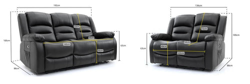 Breathe Electric Recliner Sofa Black 3+2 Set - Sofa Sloth
