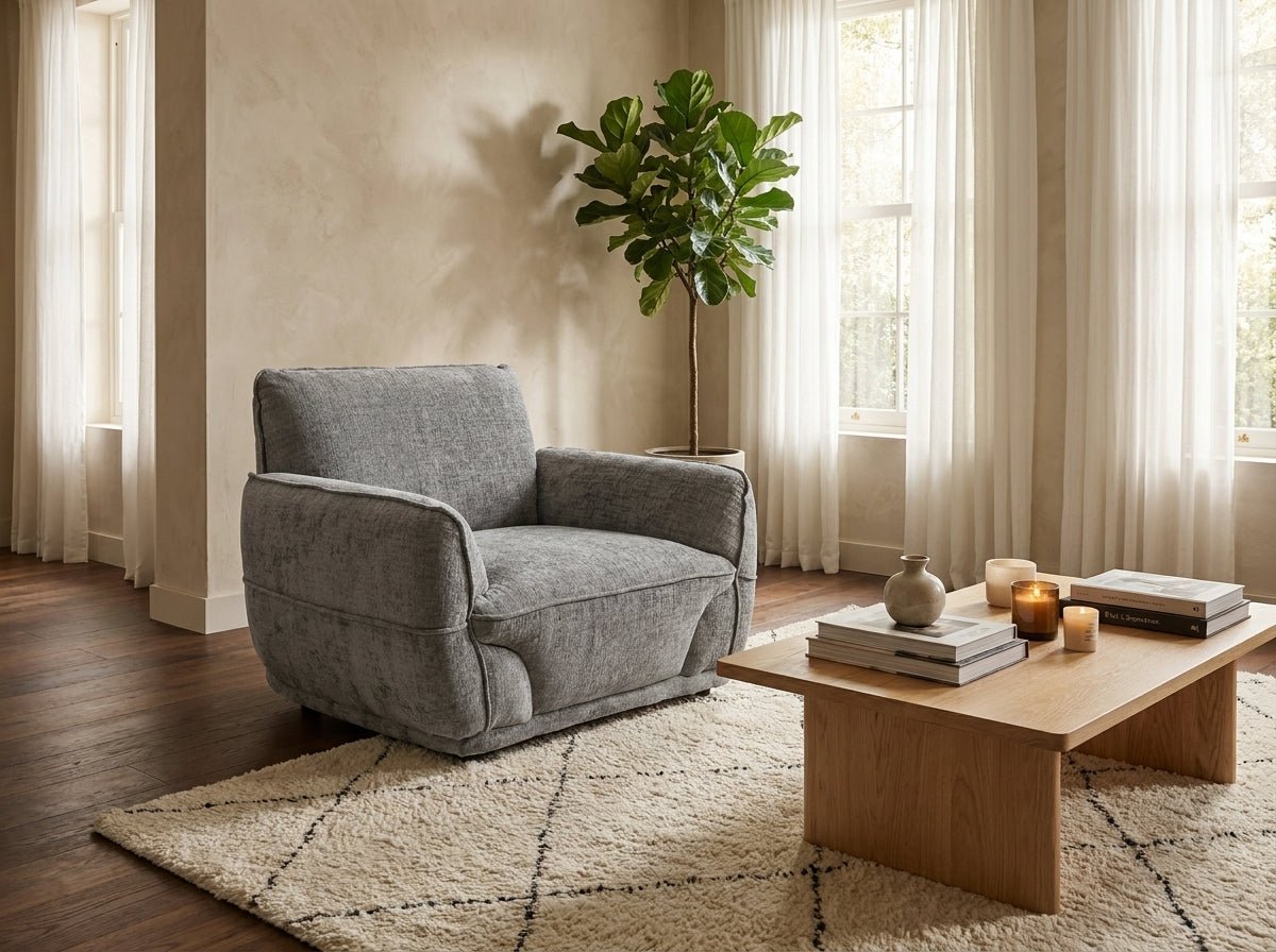 Cozee Sofa Grey Armchair - Sofa Sloth